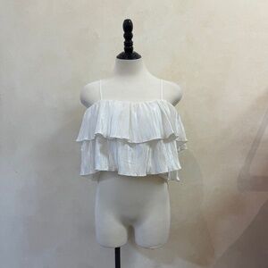 White Ruffle Spaghetti Strap Top